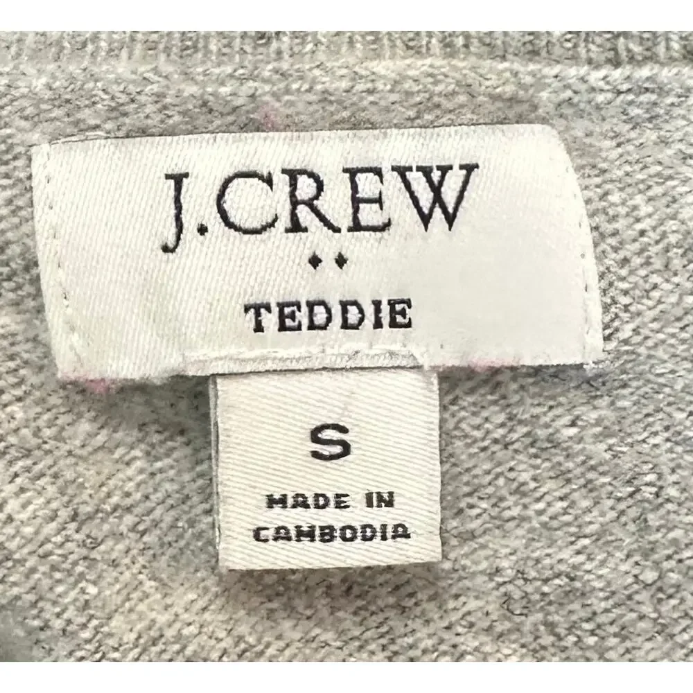 J. Crew Cotton Wool Blend Teddie Sweater Heather Dove Gray F5199 Size S